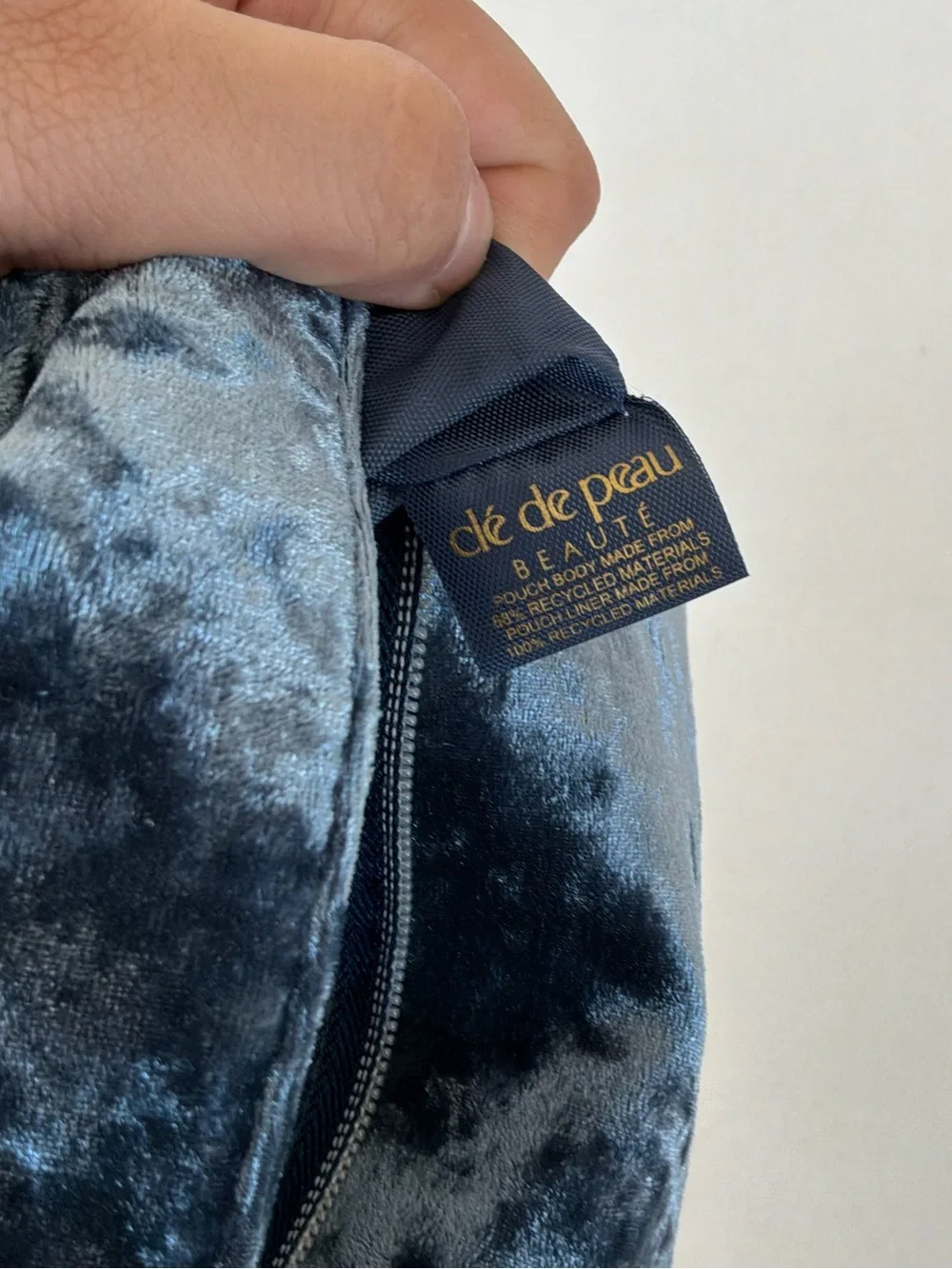 Clé de Peau Beauté Gray Crushed Velvet Makeup Cosmetic Travel Pouch